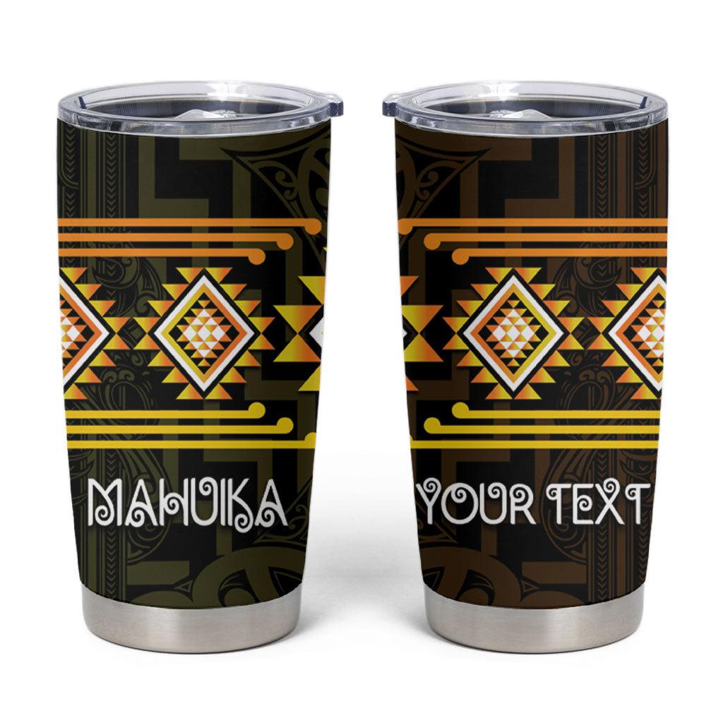 Aotearoa Atua Mahuika Personalised Tumbler Cup Maori Goddess Of Fire Taniko Motifs