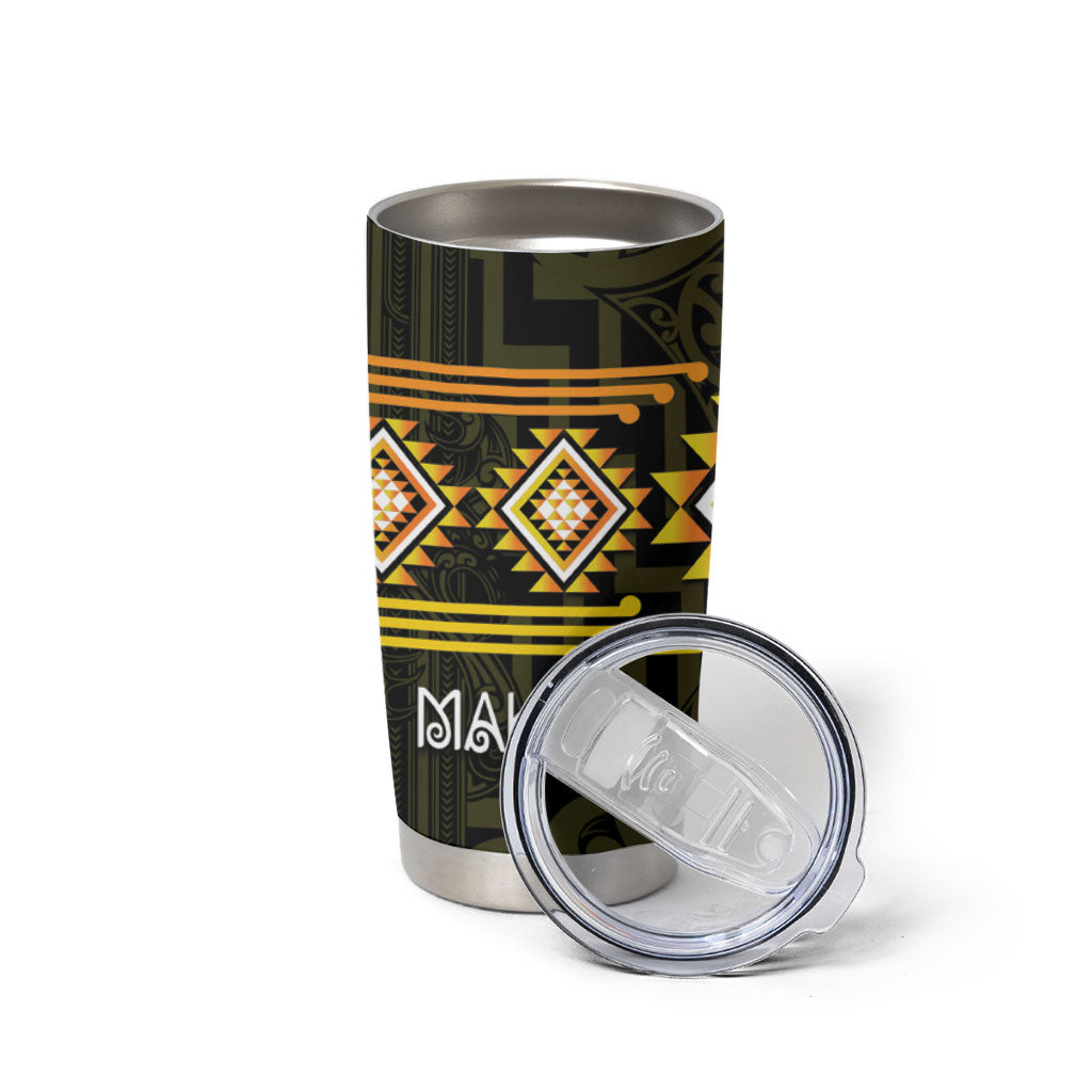 Aotearoa Atua Mahuika Personalised Tumbler Cup Maori Goddess Of Fire Taniko Motifs