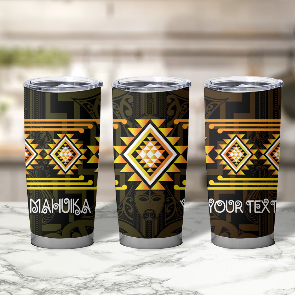 Aotearoa Atua Mahuika Personalised Tumbler Cup Maori Goddess Of Fire Taniko Motifs