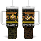 Aotearoa Atua Mahuika Personalised Tumbler With Handle Maori Goddess Of Fire Taniko Motifs