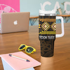 Aotearoa Atua Mahuika Personalised Tumbler With Handle Maori Goddess Of Fire Taniko Motifs