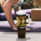 Aotearoa Atua Mahuika Personalised Tumbler With Handle Maori Goddess Of Fire Taniko Motifs