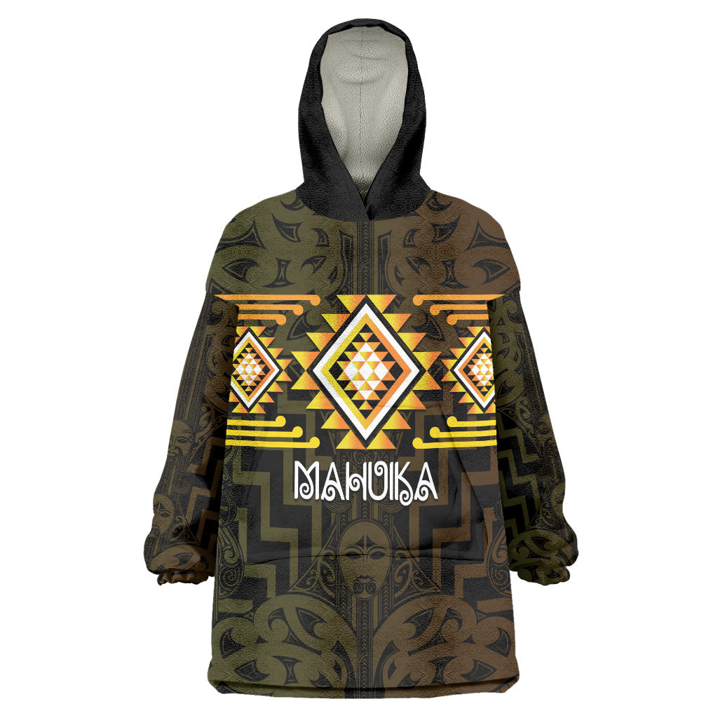 Aotearoa Atua Mahuika Personalised Wearable Blanket Hoodie Maori Goddess Of Fire Taniko Motifs