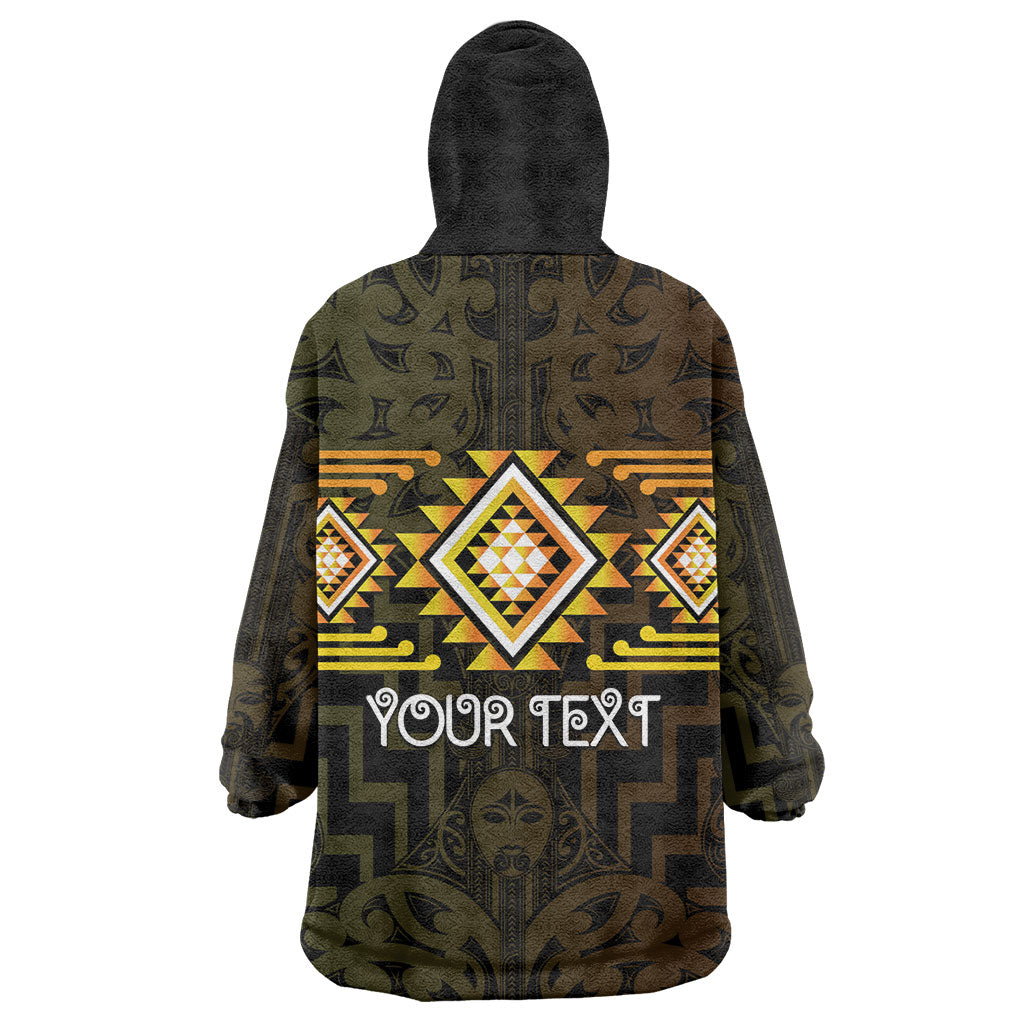 Aotearoa Atua Mahuika Personalised Wearable Blanket Hoodie Maori Goddess Of Fire Taniko Motifs
