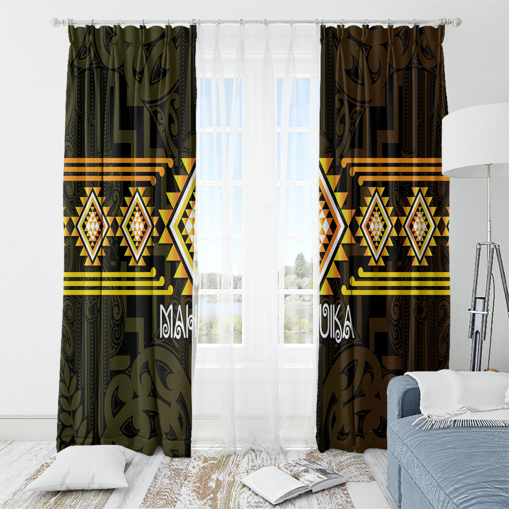 Aotearoa Atua Mahuika Window Curtain Maori Goddess Of Fire Taniko Motifs