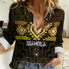 Aotearoa Atua Mahuika Personalised Women Casual Shirt Maori Goddess Of Fire Taniko Motifs