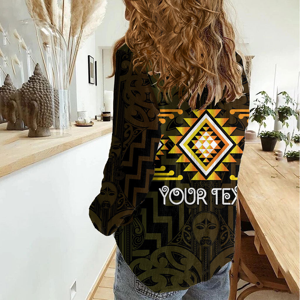 Aotearoa Atua Mahuika Personalised Women Casual Shirt Maori Goddess Of Fire Taniko Motifs