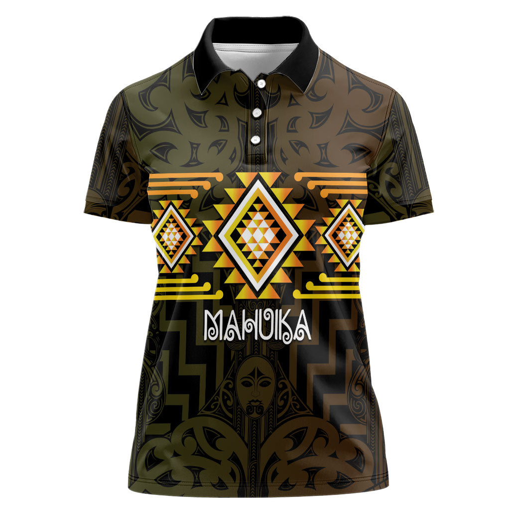 Aotearoa Atua Mahuika Personalised Women Polo Shirt Maori Goddess Of Fire Taniko Motifs