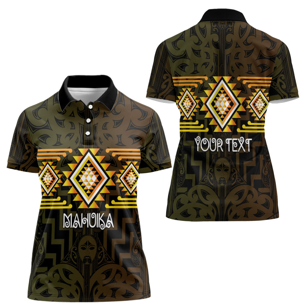 Aotearoa Atua Mahuika Personalised Women Polo Shirt Maori Goddess Of Fire Taniko Motifs