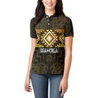 Aotearoa Atua Mahuika Personalised Women Polo Shirt Maori Goddess Of Fire Taniko Motifs