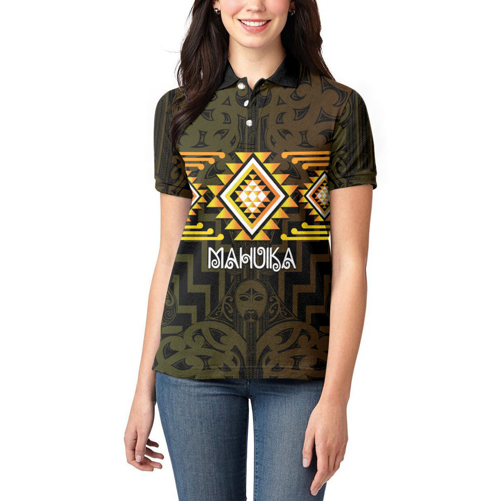 Aotearoa Atua Mahuika Personalised Women Polo Shirt Maori Goddess Of Fire Taniko Motifs