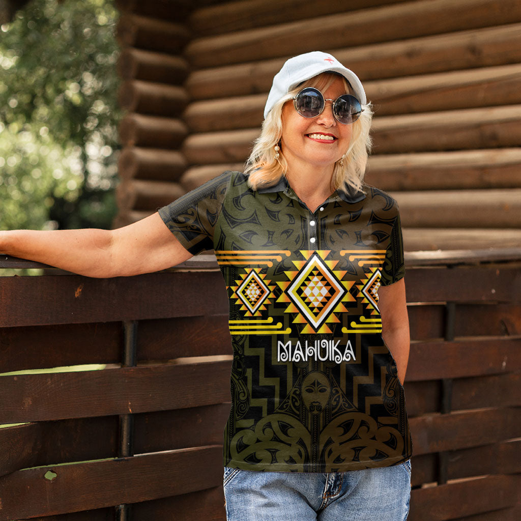 Aotearoa Atua Mahuika Personalised Women Polo Shirt Maori Goddess Of Fire Taniko Motifs