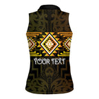Aotearoa Atua Mahuika Personalised Women Sleeveless Polo Shirt Maori Goddess Of Fire Taniko Motifs