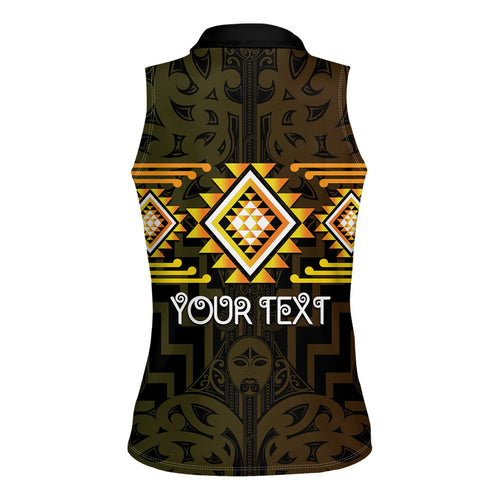 Aotearoa Atua Mahuika Personalised Women Sleeveless Polo Shirt Maori Goddess Of Fire Taniko Motifs