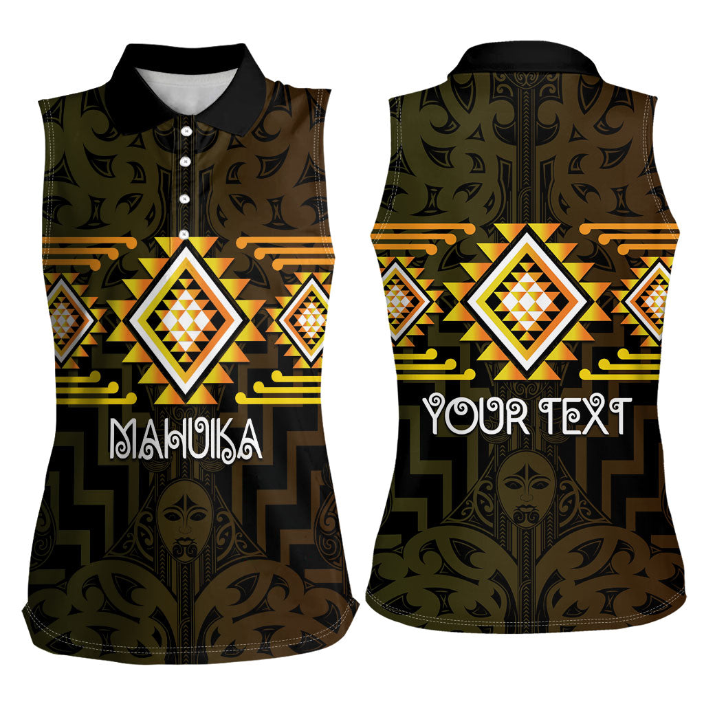 Aotearoa Atua Mahuika Personalised Women Sleeveless Polo Shirt Maori Goddess Of Fire Taniko Motifs