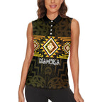 Aotearoa Atua Mahuika Personalised Women Sleeveless Polo Shirt Maori Goddess Of Fire Taniko Motifs
