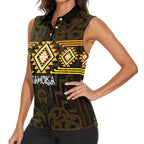 Aotearoa Atua Mahuika Personalised Women Sleeveless Polo Shirt Maori Goddess Of Fire Taniko Motifs
