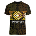 Aotearoa Atua Mahuika Personalised Women V-Neck T-Shirt Maori Goddess Of Fire Taniko Motifs