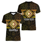 Aotearoa Atua Mahuika Personalised Women V-Neck T-Shirt Maori Goddess Of Fire Taniko Motifs