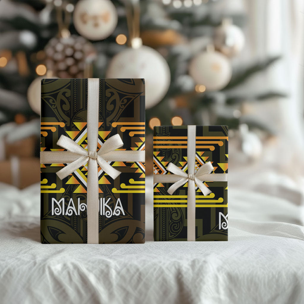 Aotearoa Atua Mahuika Wrapping Paper Maori Goddess Of Fire Taniko Motifs