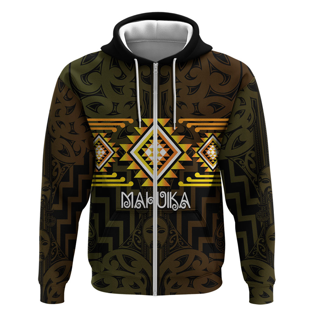 Aotearoa Atua Mahuika Personalised Zip Hoodie Maori Goddess Of Fire Taniko Motifs