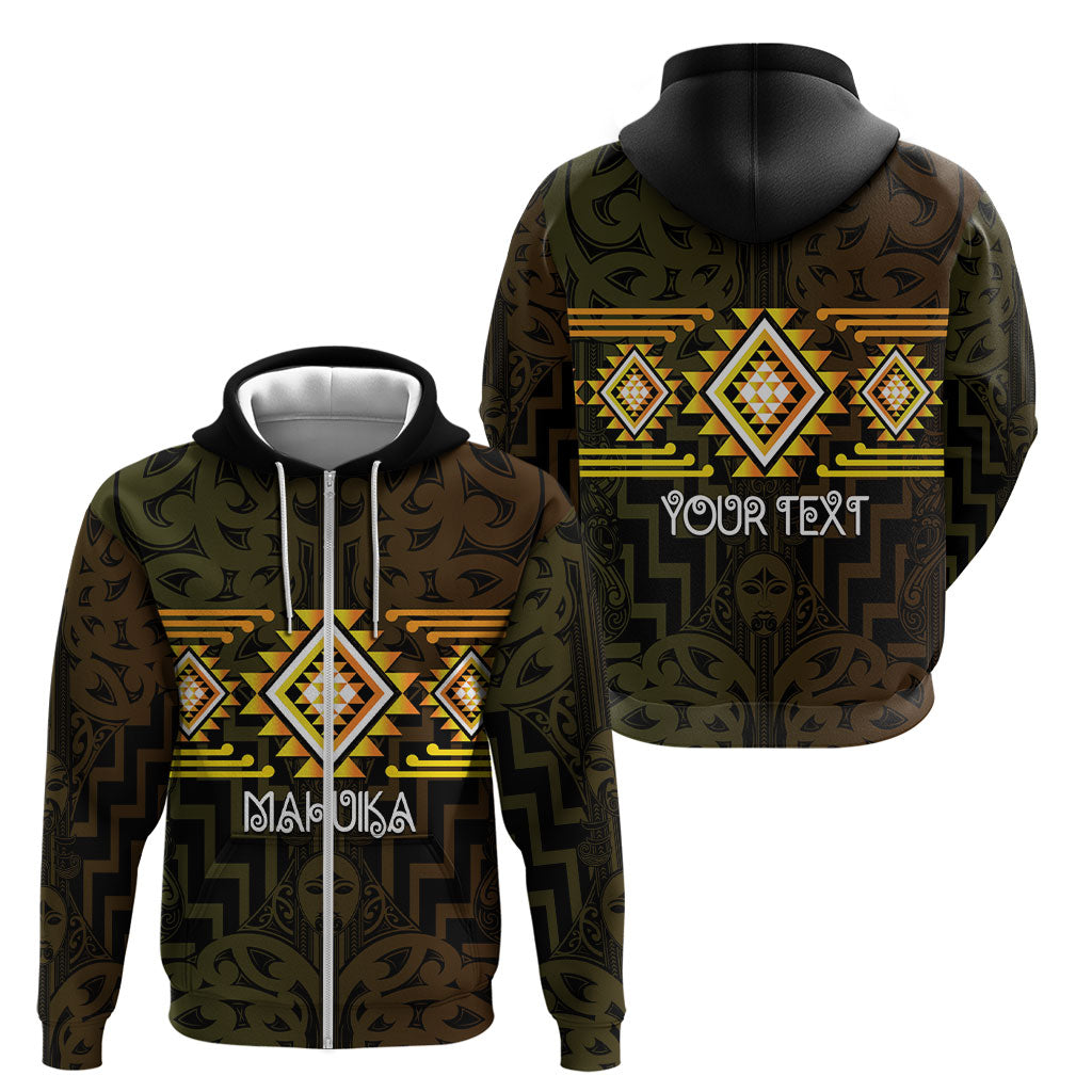 Aotearoa Atua Mahuika Personalised Zip Hoodie Maori Goddess Of Fire Taniko Motifs