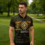 Aotearoa Atua Mahuika Personalised Zipper Polo Shirt Maori Goddess Of Fire Taniko Motifs