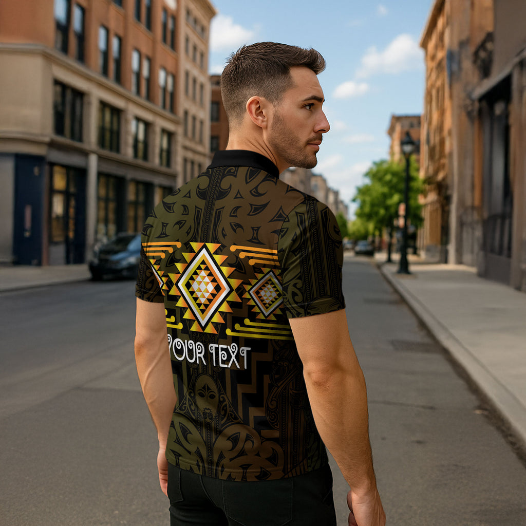 Aotearoa Atua Mahuika Personalised Zipper Polo Shirt Maori Goddess Of Fire Taniko Motifs