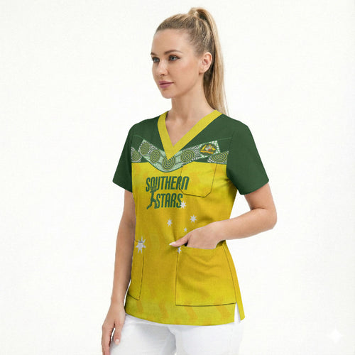 Australia Cricket Custom Scrub Top Go Southern Stars Sporty Style