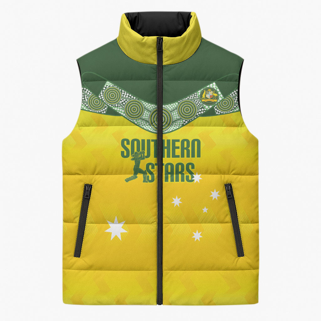 Australia Cricket Custom Sleeveless Puffer Jacket Go Southern Stars Sporty Style
