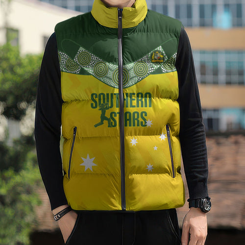 Australia Cricket Custom Sleeveless Puffer Jacket Go Southern Stars Sporty Style