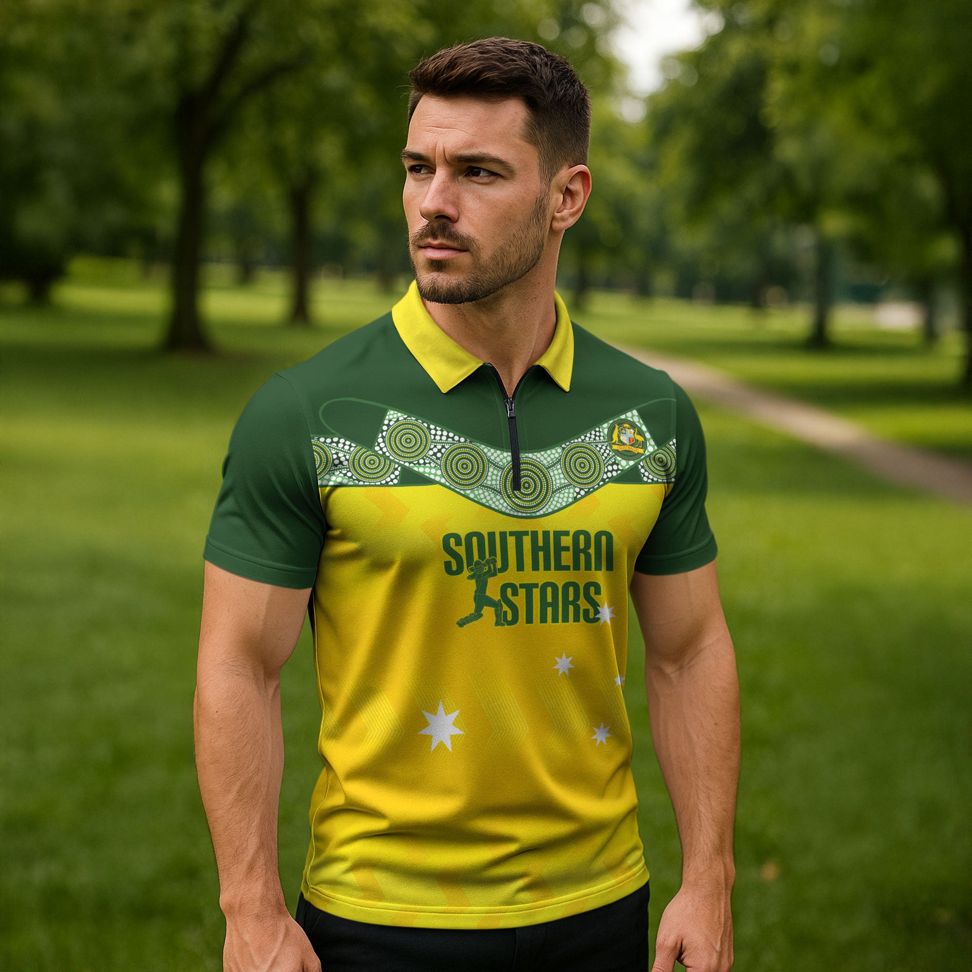 Australia Cricket Custom Zipper Polo Shirt Go Southern Stars Sporty Style