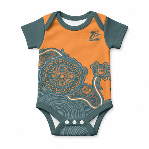 Australia Rugby Sevens Custom Baby Onesie Go Aussie Women's 7s Aboriginal Art