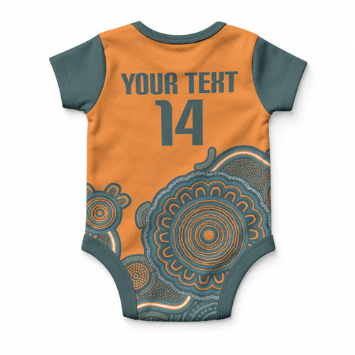 Australia Rugby Sevens Custom Baby Onesie Go Aussie Women's 7s Aboriginal Art