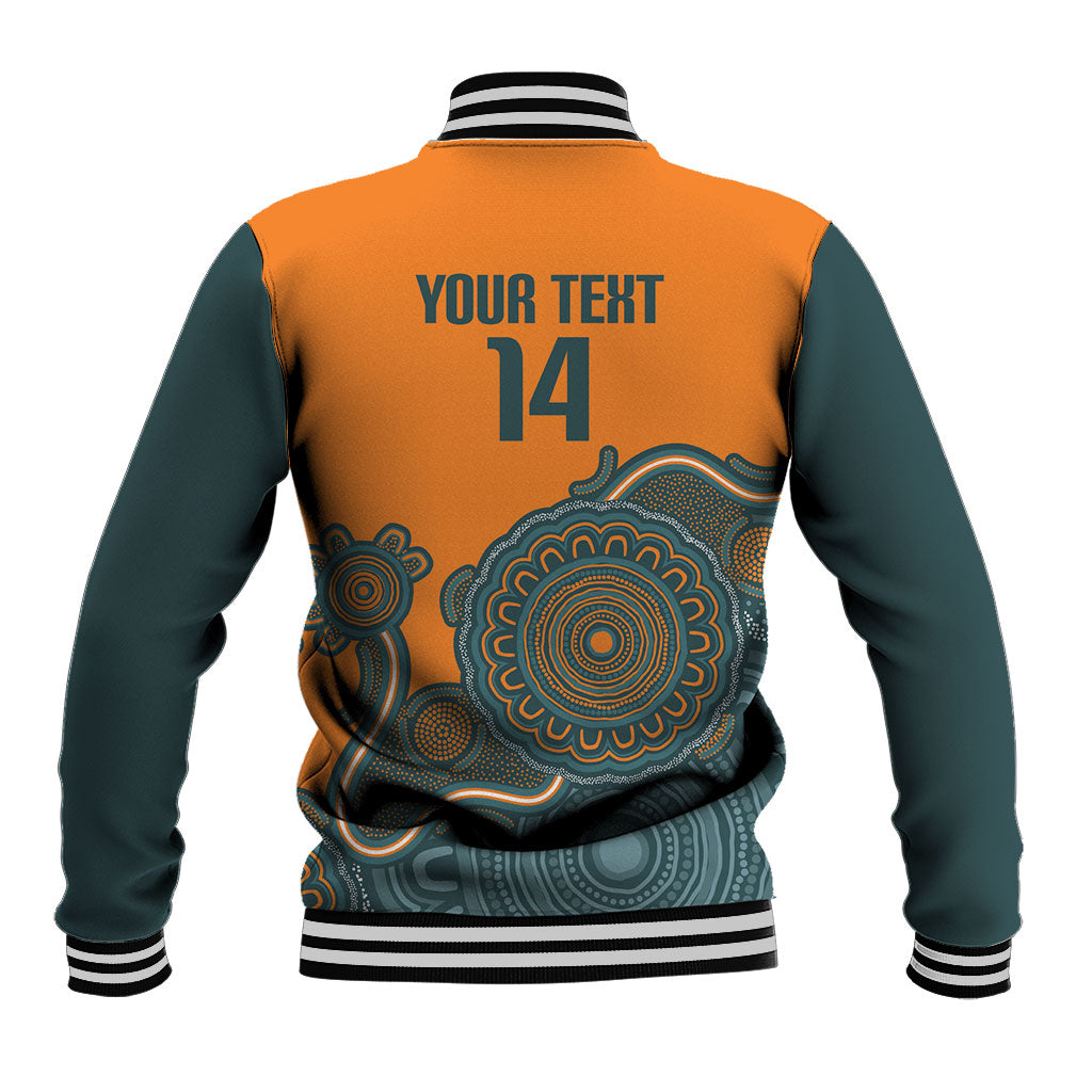 Australia Rugby Sevens Custom Baseball Jacket Go Aussie Women's 7s Aboriginal Art