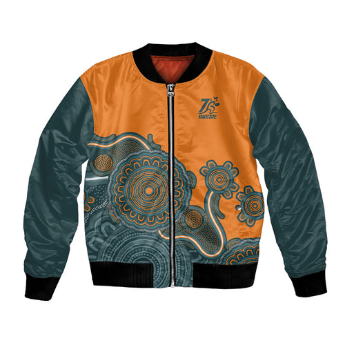 Australia Rugby Sevens Custom Bomber Jacket Go Aussie Women's 7s Aboriginal Art