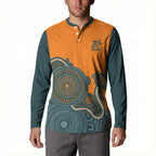 Australia Rugby Sevens Custom Button Sweatshirt Go Aussie Women's 7s Aboriginal Art