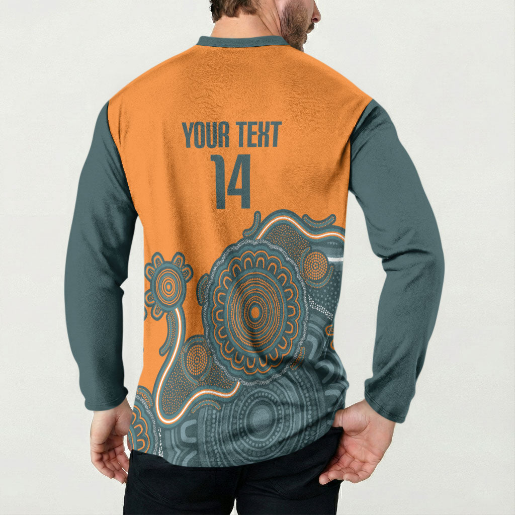 Australia Rugby Sevens Custom Button Sweatshirt Go Aussie Women's 7s Aboriginal Art