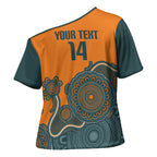 Australia Rugby Sevens Custom Cross Shoulder Shirt Go Aussie Women's 7s Aboriginal Art