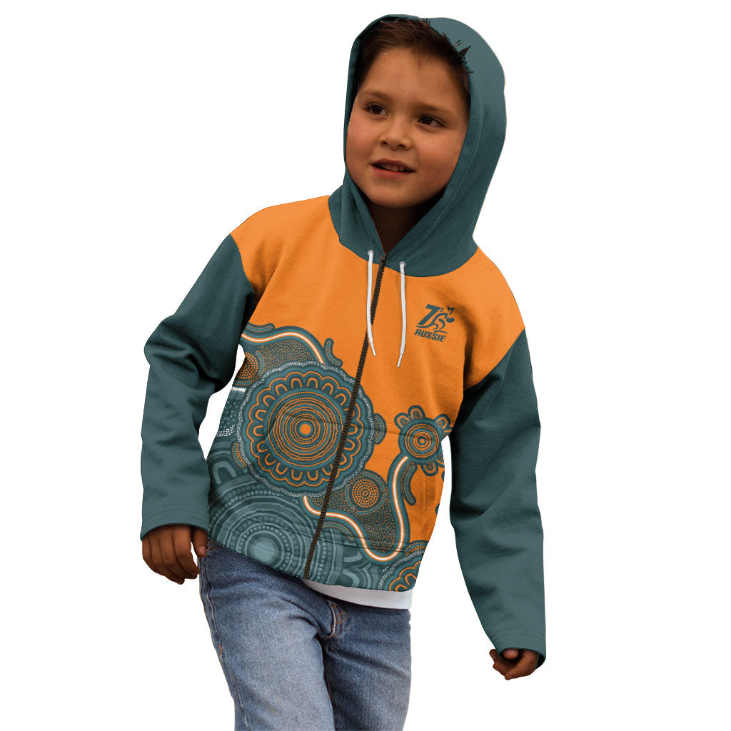 Australia Rugby Sevens Custom Kid Hoodie Go Aussie Women's 7s Aboriginal Art