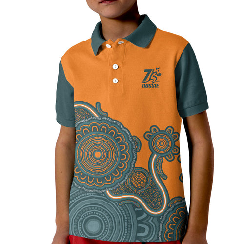 Australia Rugby Sevens Custom Kid Polo Shirt Go Aussie Women's 7s Aboriginal Art