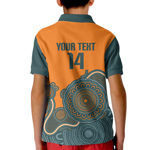 Australia Rugby Sevens Custom Kid Polo Shirt Go Aussie Women's 7s Aboriginal Art