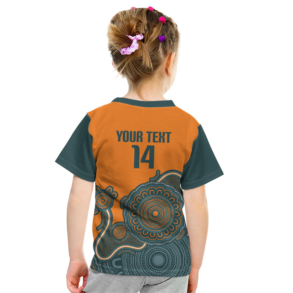 Australia Rugby Sevens Custom Kid T Shirt Go Aussie Women's 7s Aboriginal Art