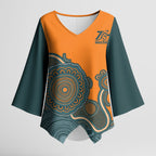 Australia Rugby Sevens Custom Kimono Sleeve Blouse Go Aussie Women's 7s Aboriginal Art