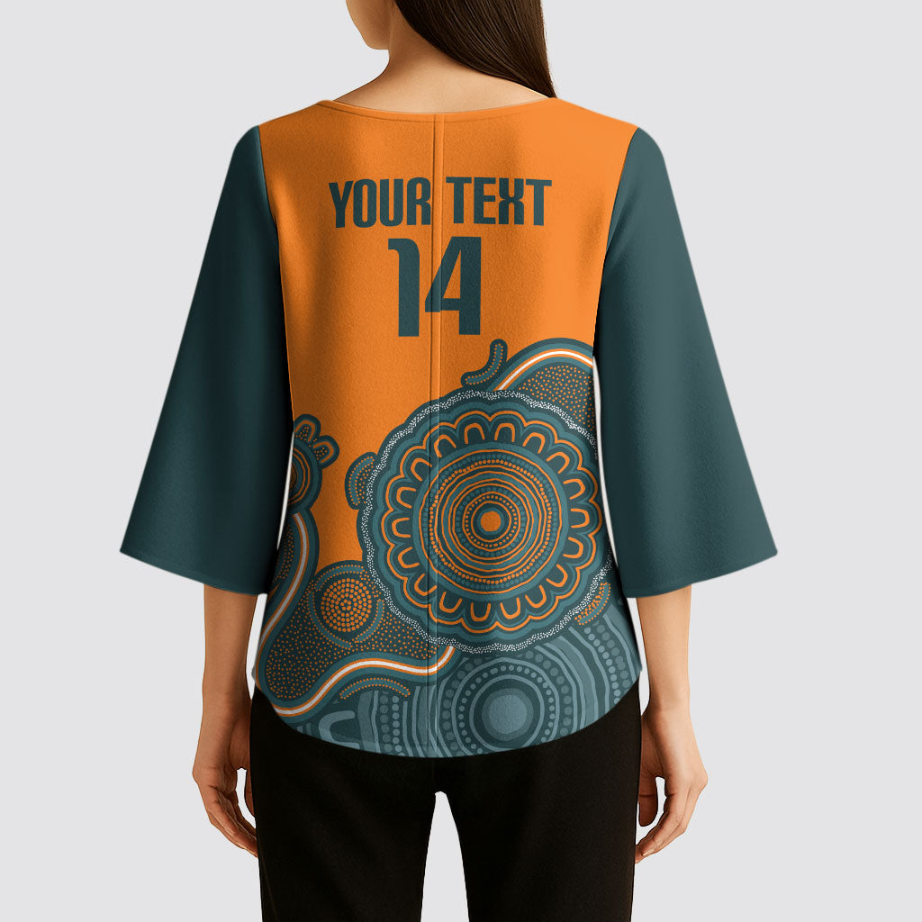 Australia Rugby Sevens Custom Kimono Sleeve Blouse Go Aussie Women's 7s Aboriginal Art
