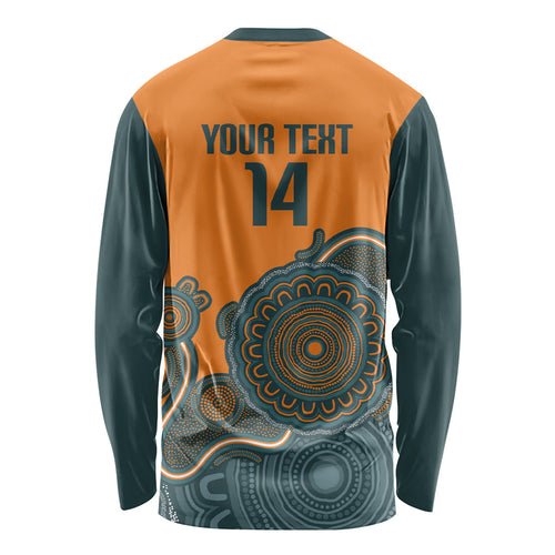 Australia Rugby Sevens Custom Long Sleeve Shirt Go Aussie Women's 7s Aboriginal Art