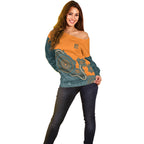 Australia Rugby Sevens Custom Off Shoulder Sweater Go Aussie Women's 7s Aboriginal Art
