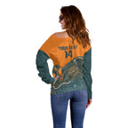 Australia Rugby Sevens Custom Off Shoulder Sweater Go Aussie Women's 7s Aboriginal Art