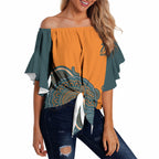 Australia Rugby Sevens Custom Off Shoulder Wrap Waist Top Go Aussie Women's 7s Aboriginal Art