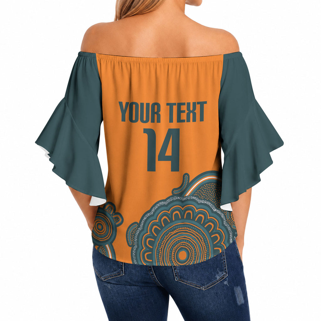 Australia Rugby Sevens Custom Off Shoulder Wrap Waist Top Go Aussie Women's 7s Aboriginal Art